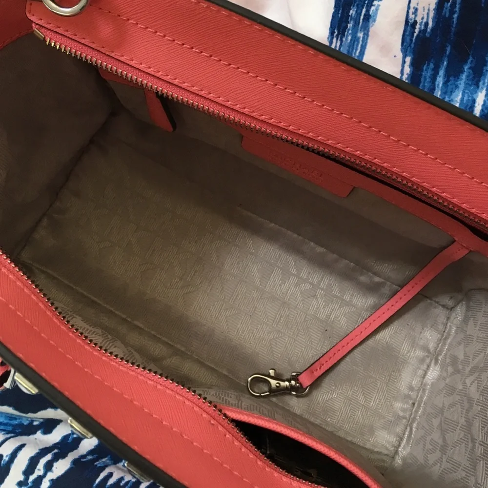 MICHAEL Michael Kors Coral Pink Studded Satchel